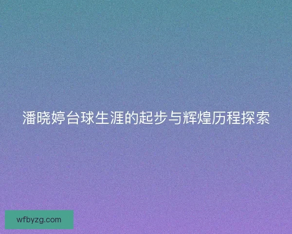 潘晓婷台球生涯的起步与辉煌历程探索