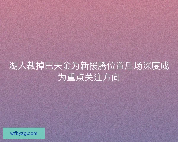 湖人裁掉巴夫金为新援腾位置后场深度成为重点关注方向 湖人裁掉巴夫金为新援腾位置后场深度成为重点关注方向